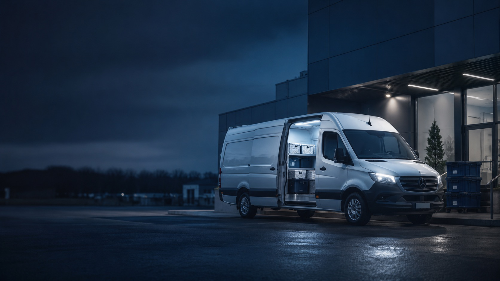 TEKA Logistics delivery van at a shipping container terminal